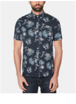 Men&#39;s Original Penguin Tropical Tree Woven Shirt, Navy , Size :XX-Large - £31.54 GBP