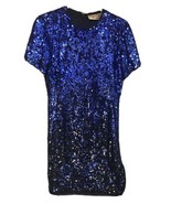 Vintage Oleg Cassini Dress Black Tie Blue And Black Sequin Mini Size 6 - $848.13 MXN