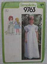 Simplicity Pattern 9763 Girl&#39;s Dress in Two Lengths Size 5 Vintage Flower Girl - £5.50 GBP