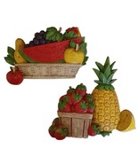 Vintage Midcentury Homco 2 Wall Hanging Plaques Fruit Baskets 7350 &amp; 7351 - $19.75
