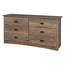 BESTGOODSHOP 6-Drawer Double Dresser Soft Close Gray Finish - £348.19 GBP