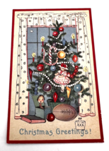 Vintage Christmas Postcard Tree Doll Football Original Art of Bottle of Whiskey - £14.64 GBP