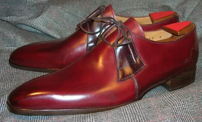  New Handmade Derby Burgundy Leather Formal Lace Up Dress Shoes For Mens - $149.99+