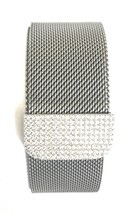 Bling Zirconia Silver Magnetic Mesh Band Bracelet Band Apple Watch All Sizes-... - £82.98 GBP