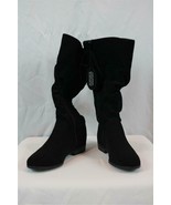 NIB Style &amp; Co Black Faux Suede Scrunched Boot Side Zip Stacked Heel 8 M    - $753.76 MXN