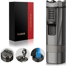 FLABOX Four Jet Flame Torch Lighter with Punch &amp; Holder, Windproof Torch Lighter - £23.29 GBP