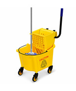 26 Quart Commercial Mop Bucket Side Press Wringer on Wheels House Cleaning - $101.99