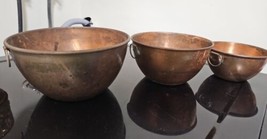 Lot Set Of 3 Round Copper Nesting Bowls - £16.24 GBP