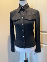 Paola Frani Black Cotton Blend Western Style Shirt SZ 10 Made in Italy Y... - $98.01