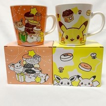 Pokemon Pikachu Eevee Christmas Mug Cup 2 Set Mister Donut LTD Winter Collection - £41.02 GBP