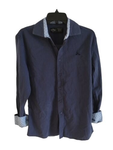 Hard Rock Black Label Shirt Flip Cuff Button Front Long Sleeve Embroider... - $22.76