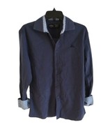 Hard Rock Black Label Shirt Flip Cuff Button Front Long Sleeve Embroider... - £17.98 GBP