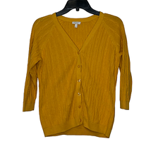 Talbots Petites Womens Cardigan Sweater Size P Yellow Cable Knit Cotton LS - £18.98 GBP