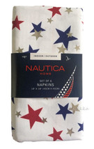Nautica Fabric Napkins 18x18&quot; Set of 6 White with Red Blue Gold Stars Ju... - £27.17 GBP