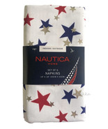 Nautica Fabric Napkins 18x18&quot; Set of 6 White with Red Blue Gold Stars Ju... - £27.38 GBP