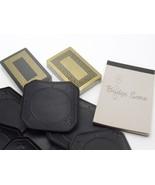 Bridge Playing Cards Double Deck Coaster Scoring Pad Case Black Gold Gre... - £10.15 GBP