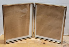 Vintage Brass &amp; Glass Double (Holds 2) Stand-Up 8x10 Photos Pictures Frame - £22.94 GBP