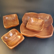 4 Piece Monkey Pod Wood Salad Bowl Set - Leilani Philippines MCM.   OBO - $20.00