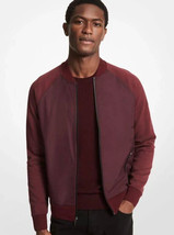 Michael Kors Men&#39;s Two-Tone Cotton Blend Varsity Jacket in Cordovan-Large - £45.01 GBP