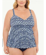 Swim Solutions Plus Size Women&#39;s Size 20W Navy Triple Tier One Piece Swi... - $69.01 CAD