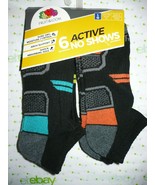 Fruit of The Loom Boys Active No Show Socks 6 Pair Size LARGE 3-9 NEW Black - $13.35