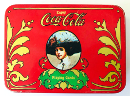 Coca-Cola Playing Cards in Tin 2 Decks Red &amp; Green Gibson Girl Cute Dog Joker - £9.87 GBP