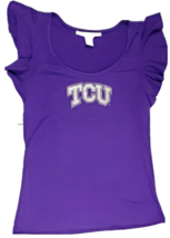 Chicka-D TCU Purple T-Shirt W/Ruffle Sleeves Womens Size Large - £13.44 GBP