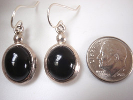 Black Onyx Oval 925 Sterling Silver Dangle Earrings you receive exact pair - $14.39