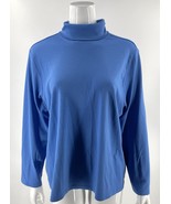 LL Bean Turtleneck Top Plus Size 2X Blue Solid Supima Cotton Shirt Womens - $25.74