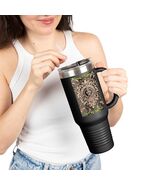 Ornate Steampunk Heart 40oz Tumbler with Handle Baroque Roses Gears Gothic - $61.00