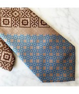 True Vintage 60s Wide Tie Geometric Blue Tan Brown Di Chianti Neck Tie 4... - $32.41 CAD