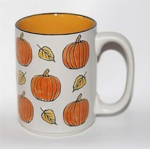 Spectrum Jamie Embossed Tossed Pumpkins Leaves Orange Interior Tall 17 Oz Mug - £13.54 GBP