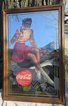 Vintage Coca Cola Mirror Sign Drink Coca-Cola Delicious &amp; Refreshing 28 ... - $130.89