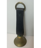 Vintage Teachers School House Brown Leather Handle Brass Bell Beautiful ... - £17.67 GBP