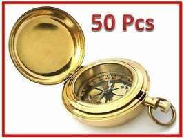 Nautical Lot 50 Push Solid Brass 2 Inch COMPASS-POCKET Watch Style Compass - £136.68 GBP