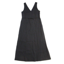NWT Theory Deep V Neck Midi in Black Caliver Linen Black Belted Dress M - $118.80