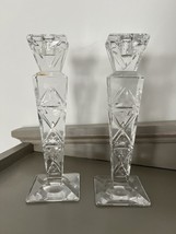 Pair Of Towle Crystal Candlesticks 10” Square - £35.88 GBP