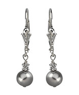 14K White Gold Grey Pearl Leverback Earrings - $396.26 CAD