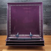 Mikasa Viewpoint Purple Square Dinner Plate Set of 4 Potter&#39;s Art MK604 ... - £22.72 GBP