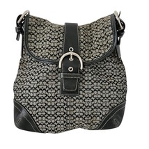 Coach Adjustable Strap Crossbody Shoulder Bag Black Signature Print Purse - £39.46 GBP