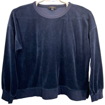 J.Crew Womens Velour Sweatshirt Blue Size M Long Sleeve Crew Neck Pullover  - £19.01 GBP