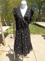 NWOT ANN TAYLOR BLACK FLORAL WRAP DRESS 14 - $35.99