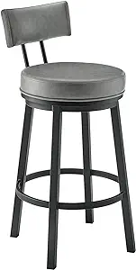 Armen Living Dalza Swivel Counter or Bar Stool in Black Finish with Grey... - £286.64 GBP