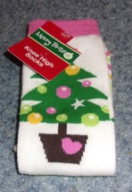 Merry Brite Christmas Tree Design Ladies Knee Socks White Pink 4 to 10 B... - £9.01 GBP