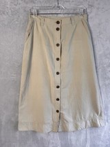 Travel Smith Women&#39;s Button Front Midi Skirt Size 10 Stretch Elastic Waist - £15.71 GBP