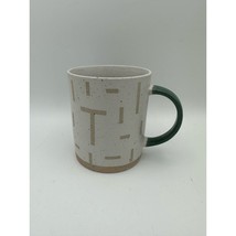 West Elm Wax Resist Monogram Mug &quot;T&quot; Off White Stoneware 14 oz - £8.90 GBP