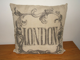New Chic Large London Burlap Pillow Decorative 20&quot; (Nwot) - £21.10 GBP
