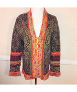 IVKO Mixed Patterns Multicolor Wool Nylon Cardigan Sweater Size L - £62.02 GBP