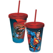 DC Comics Superman Image American Way 16 oz Acrylic Travel Cup NEW UNUSED - $9.74