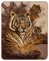 CHEETAH & TIGERS QUEEN SIZE 79"X96" SOFT MEDIUM WEIGHT BED SPREAD THROW BLANKET